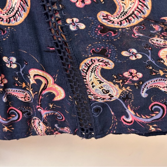 Free People blue Just The Two Of Us paisley print tunic top size small - Picture 8 of 12